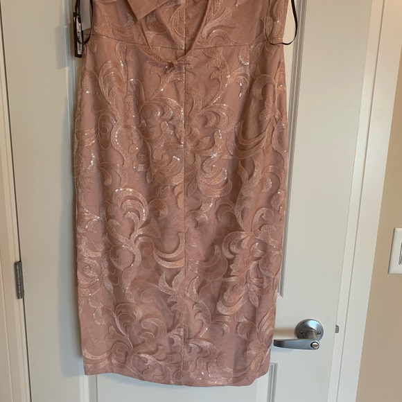 NWT Vera Wang Blush Pink Asymmetric Sequined Lace Cocktail Dress, 12 - Picture 5 of 8